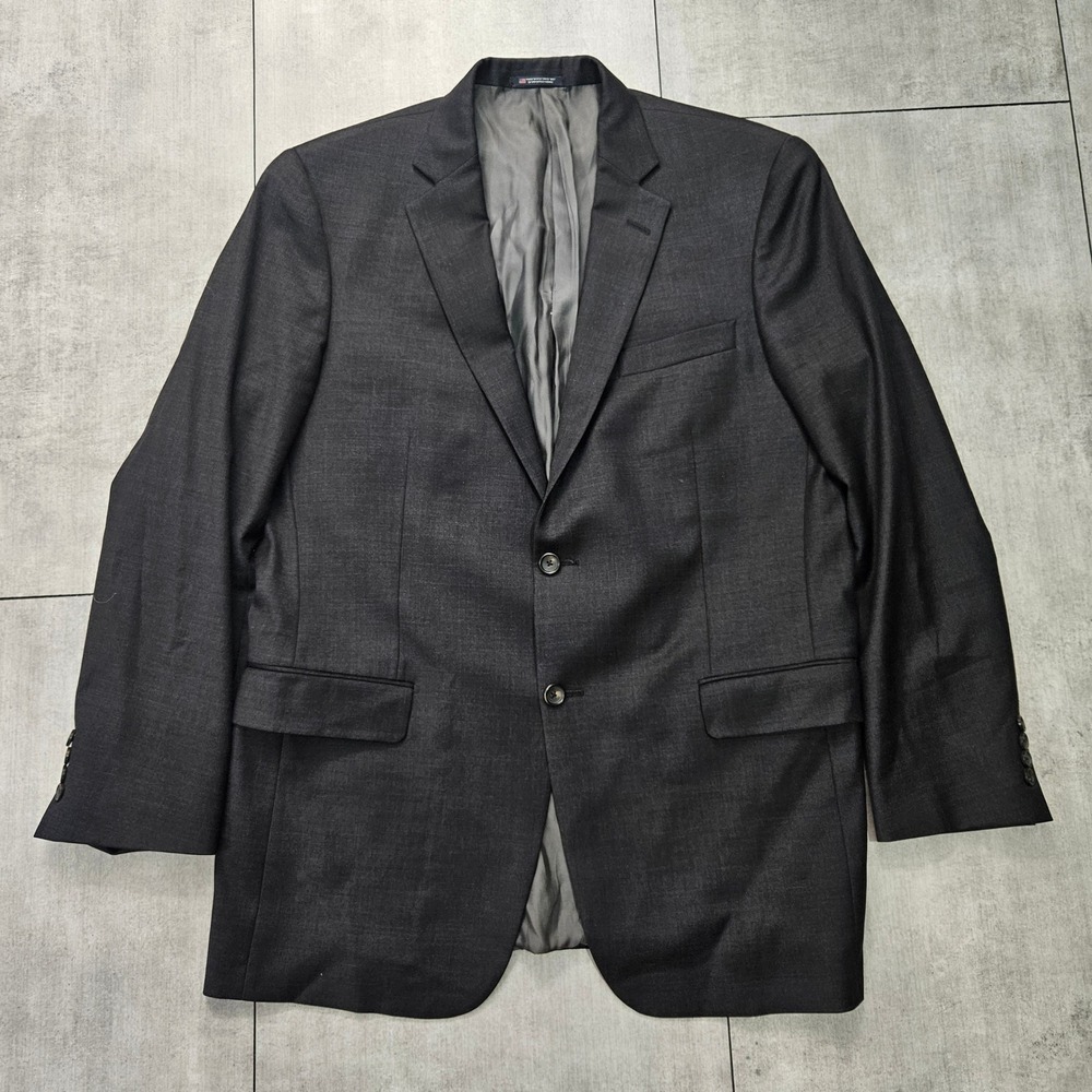 Hart Schaffner Marx Mens Blazer Sport Coat Charcoal Gray 44L Two Button USA Made